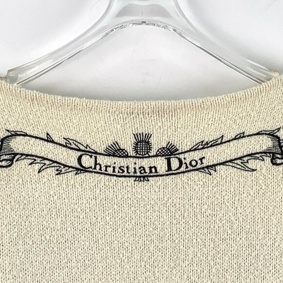 DW0565 Christian Dior Beige Striped Jungle Intarsia Cotton Crew Neck Long Sleeve - Picture 6 of 8